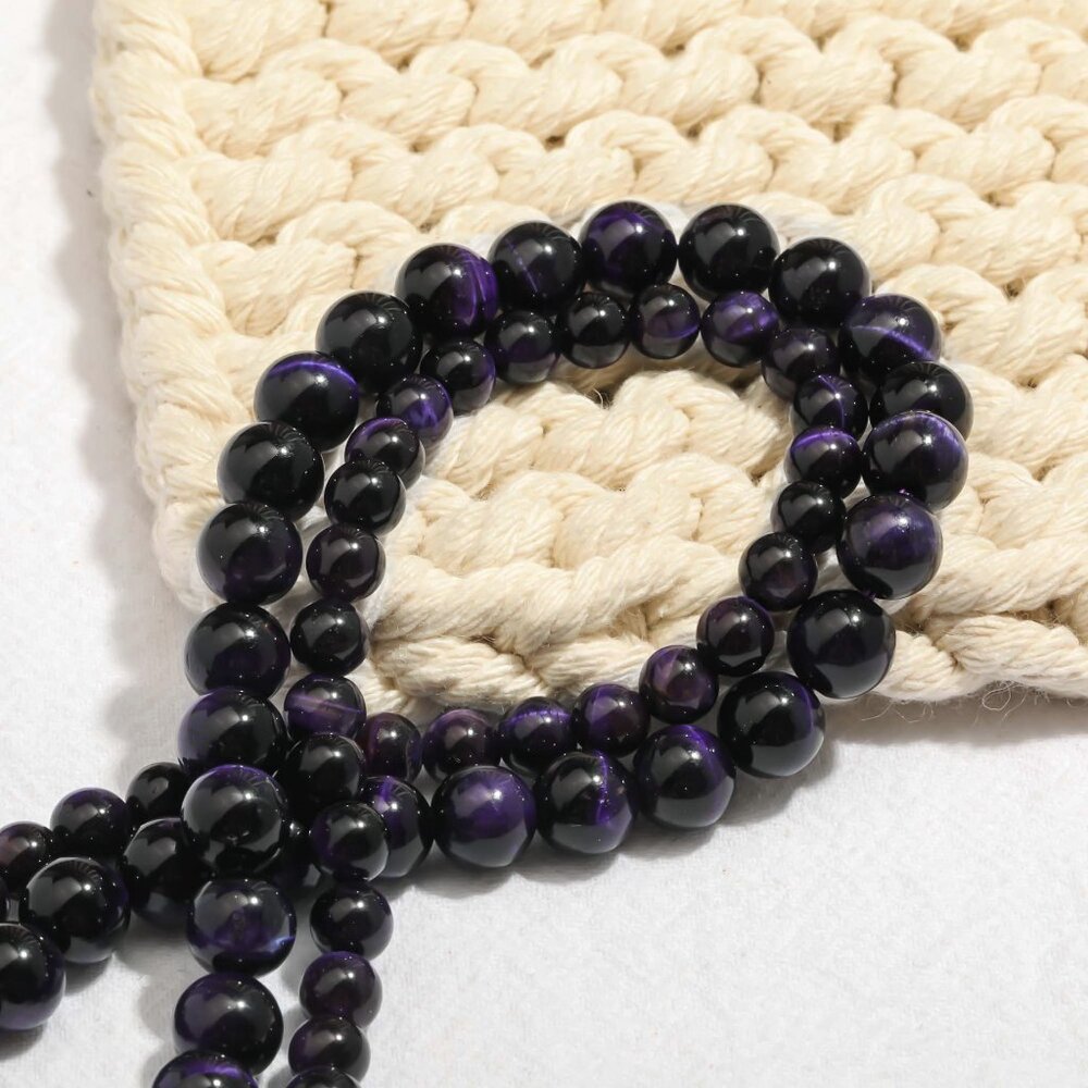 8mm Purple Tiger's Eye Round Beads DIY Jewelry Making